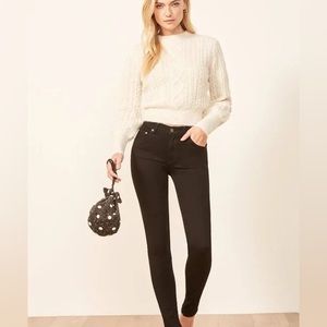 Reformation from Neiman’s great wash black stretchy skinny jeans